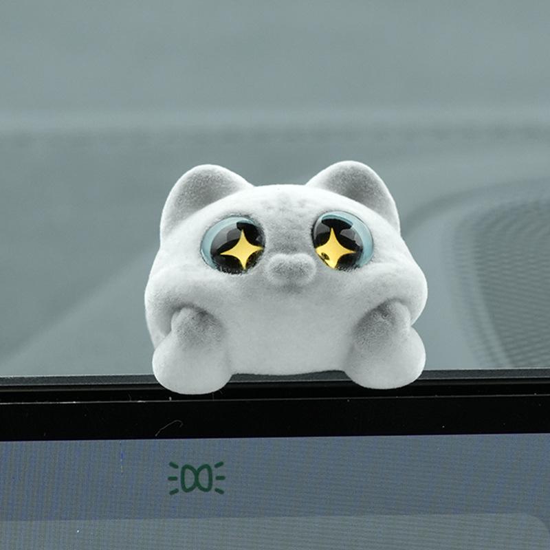 Cute Kitten Car Decoration Item, Car Center Console, Soothing Cartoon Decoration, Desktop Display Screen, Workstation Small Decoration Item