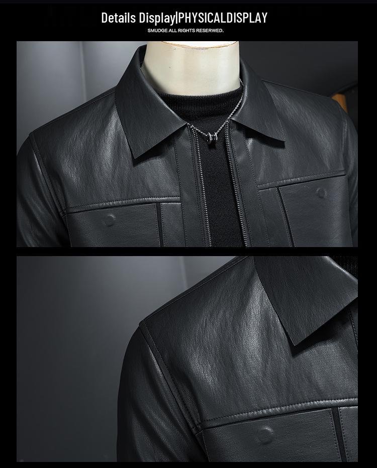 Men's 2025 Winter Motorcycle Leather Down Jacket