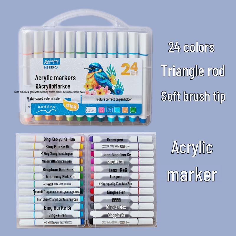 Haltungsverbessernde Acryl-Markerstifte - 24 Farben für Kunst von Schülern und Kindern, DIY-Notizbücher und zum Ausmalen