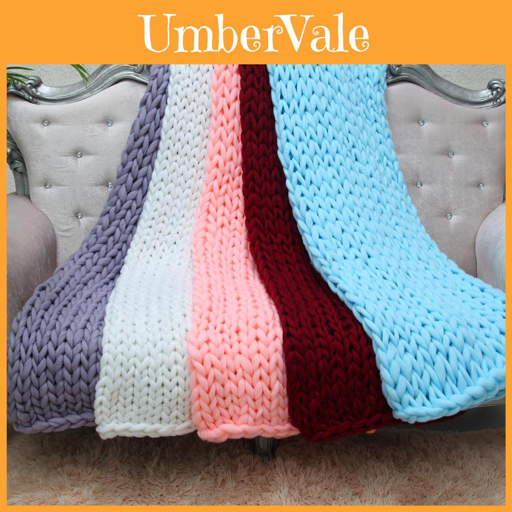 Elegant Hand Knit Thick Yarn Blanket In Multiple Colors Cozy Sofa Throw Perfect For Spring And Autumn