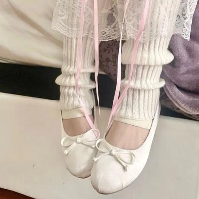 Balerini Femei Pantofi Plați Pantofi Mary Jane Vârf Rotund Pantofi de Damă Fundă Balerini din Satin de Mătase Pantofi Femei Mărimi Mari Zapatos Retro Mujer