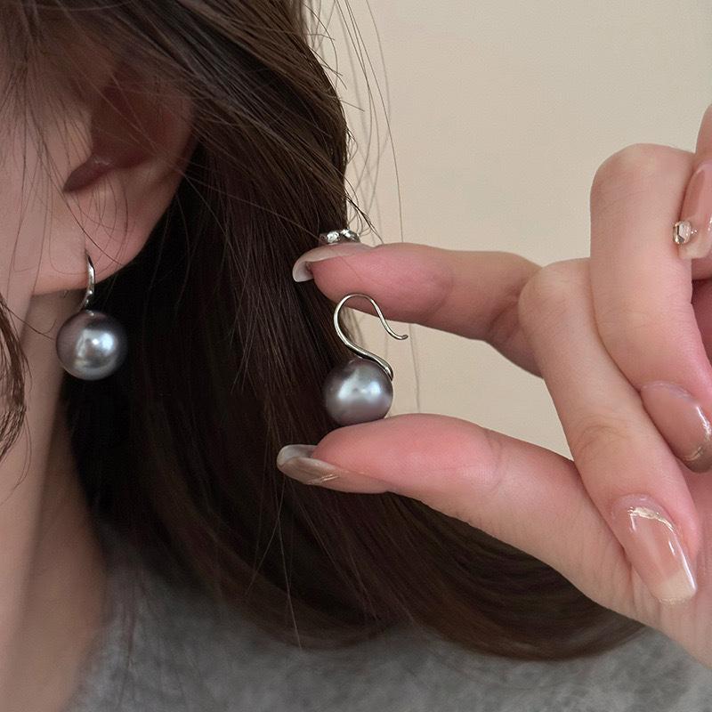 French 12Mm Big Champagne Imitation Pearl Ear Hook Earrings For Women Personalized Wedding Jewelry