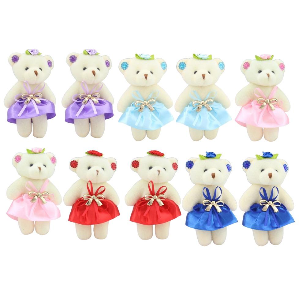 

10pcs/set Plush Animal Mini Bear Flower Bouquet Plush Doll Cartoon Cartoon Bouquet Doll 12cm DIY Bear Plush Toys