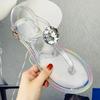Fashion Lager Size Women Sandal Summer Explosion Diamond Woman Sandals Female Crystal Slippers Jelly Flat with Fashion Beach Shoes