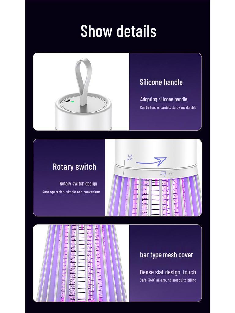 2024 Multifunctional Portable Mosquito Killer Lamp: Electric Shock & Camping Light Combo for Indoor/Outdoor Use