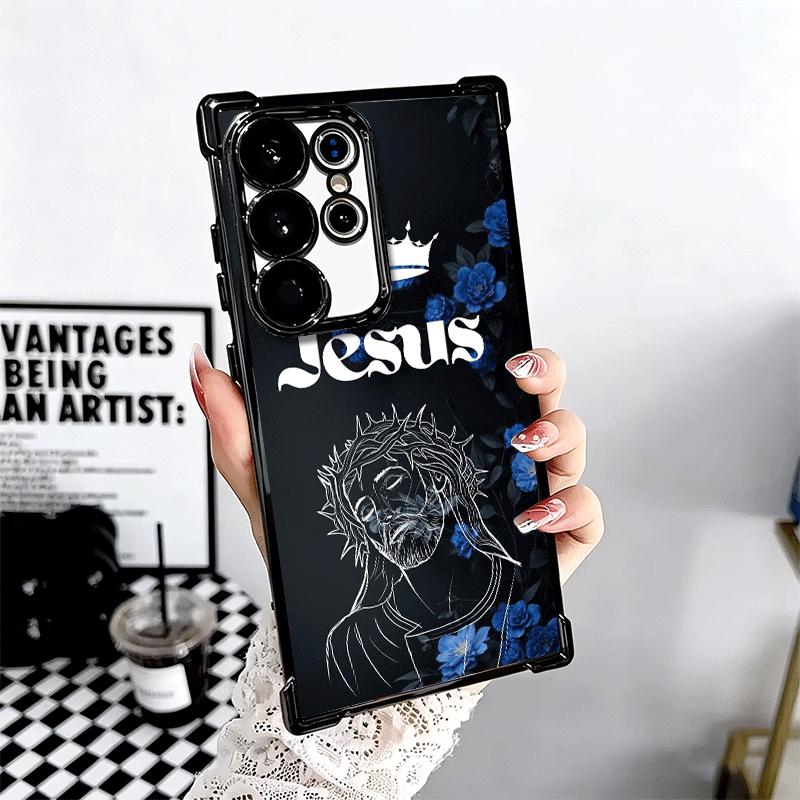 God Jesus Pray Cross Bible Plating Phone Case For Samsung Galaxy S24 S25 FE S26 Edge S23 Ultra S22 S21 Plus S20 Anti-Fall Airaba