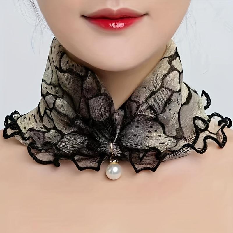 4 Stück Damen-Netz-Kopftücher, Chiffon-Schleier für den Hals, Modische und Elegante Leichte Schals für Frühling und Sommer, Vielseitige Halswickel