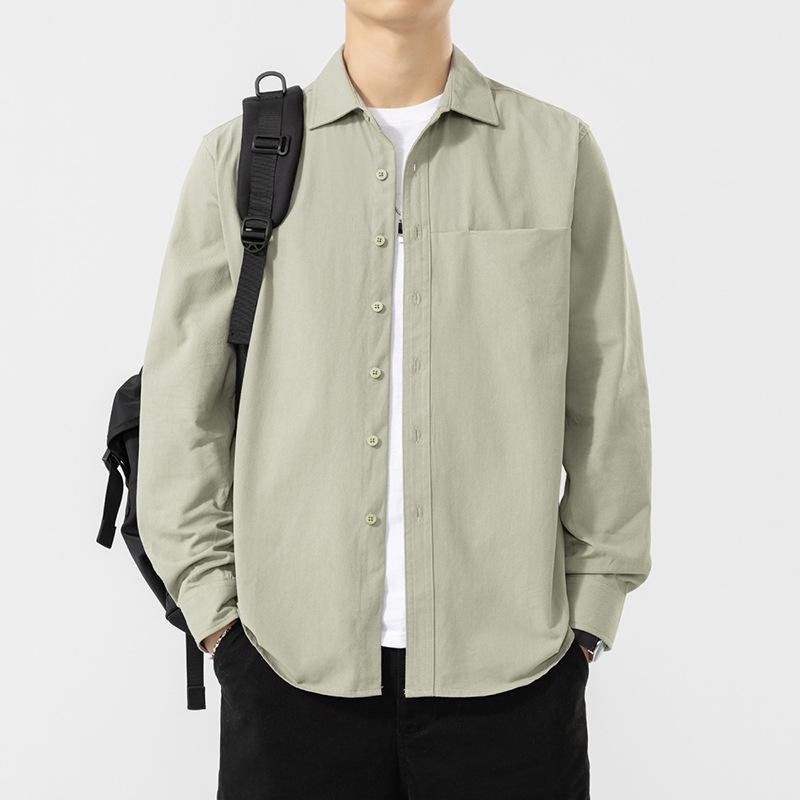 Spring and Summer Casual Long-sleeved Shirt Men's Loose Shirt Jacket Pure Cotton White Inch Shirt Thin Jacket