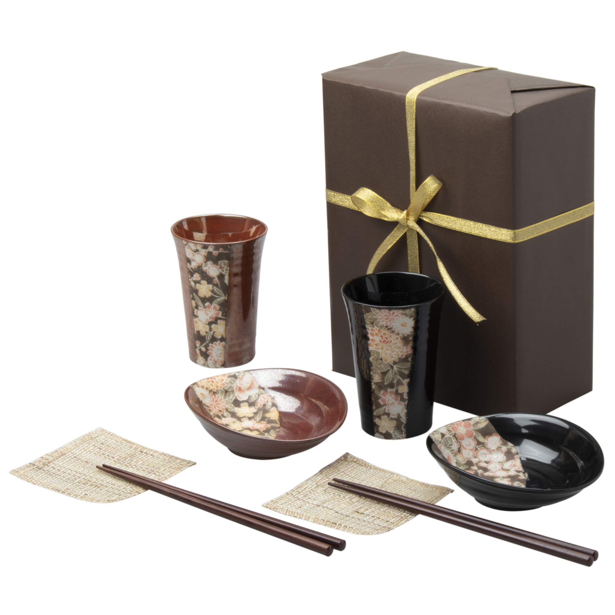 

в упаковке стакан Мино-яки х высота 12 вместимость 300 маленькая чаша х х высота подставка х 11 палочки для еды Кага Юдзэн деревянная коробка в коричневом [Упаковочная бумага]