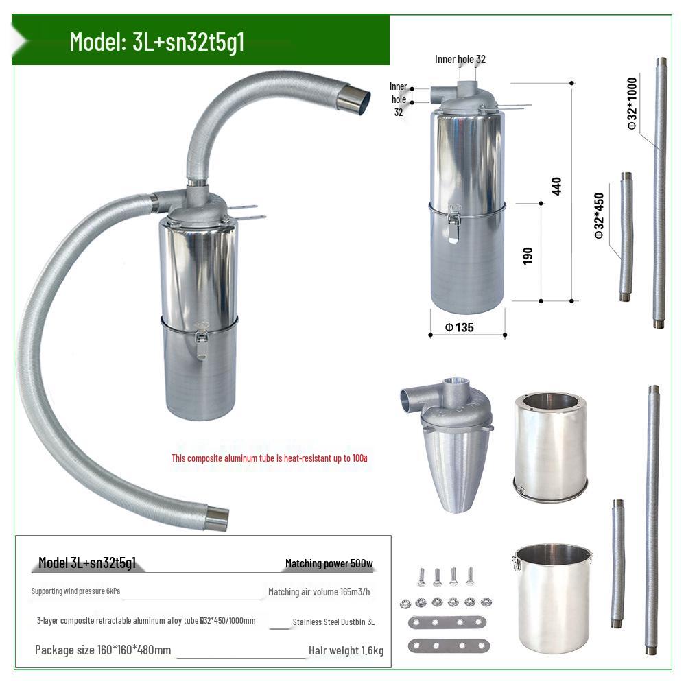 SN Marke 32mm Aluminium Zyklon Staubabscheider mit 3L Behälter für Hochdruck- & Hochtemperatur-Bereiche.