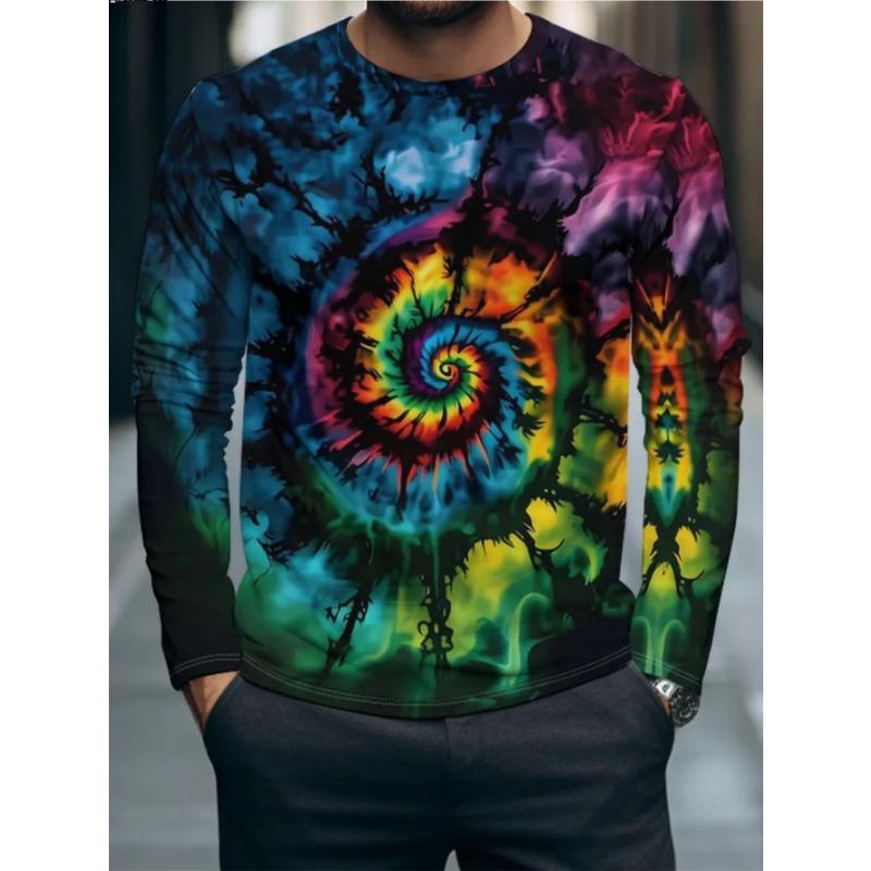 Men's Casual Daily Long-sleeved T-shirt, with Fashionable Printed Design, a Comfortable and Casual Top That Can Be Machine Washed