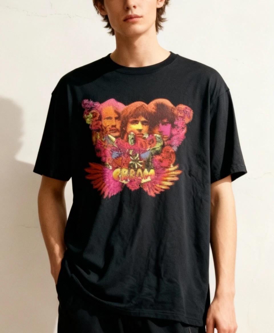 NWT! NEW Cream BAnd Album  Disraeli Gears  Short Sleeve Black All Size Shirt 3XL