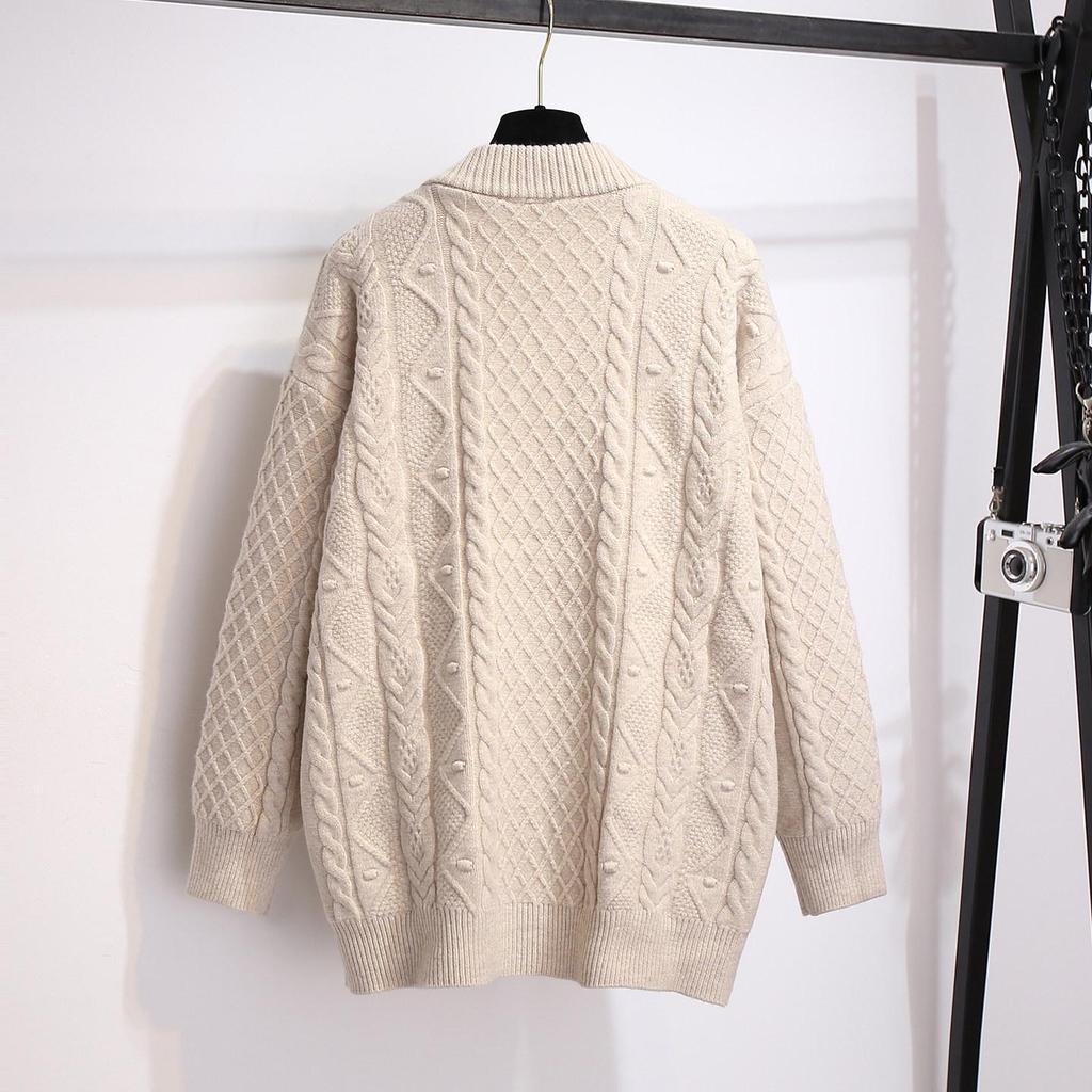 Women's Mid-Length Wool Knit Cardigan Coat with Horn Buttons - Versatile, Stylish & New for Spring 2026