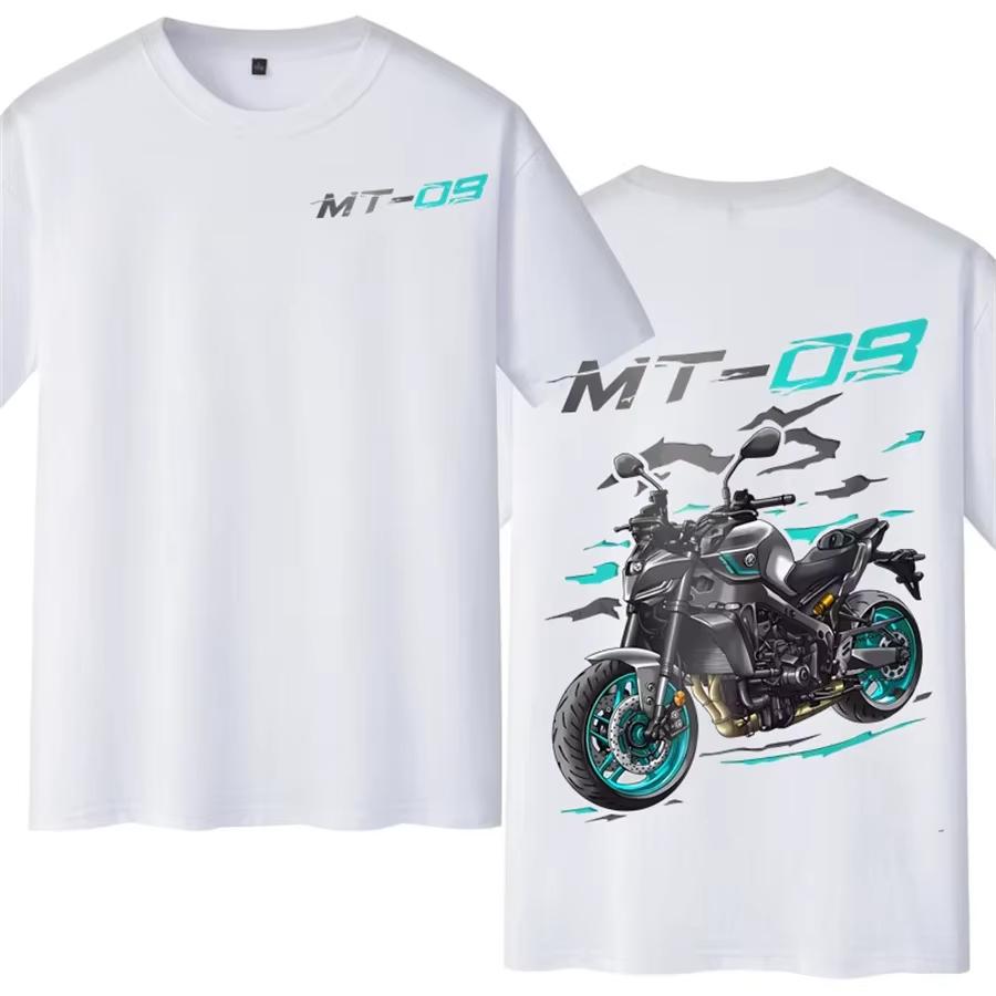 MT-09 Motorcycle Rider Cotton Printed T-shirt Men's Women's   Short Sleeves Vintage Casual Cotton Loose Graphic T-shirt