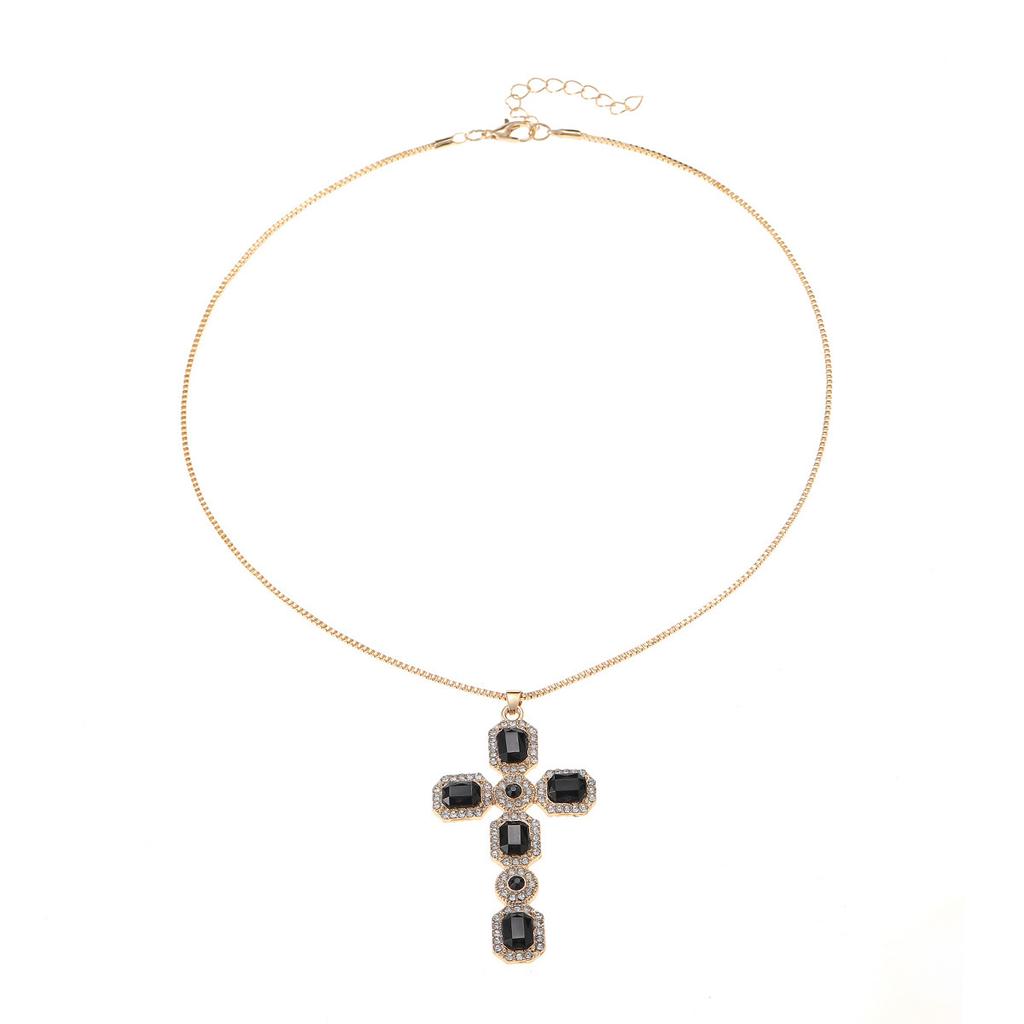 European and American Jewelry, Simple Ins Cross Pendant Necklace, Personalized Niche Design Sense, Diamond-encrusted Collarbone Chain for Women