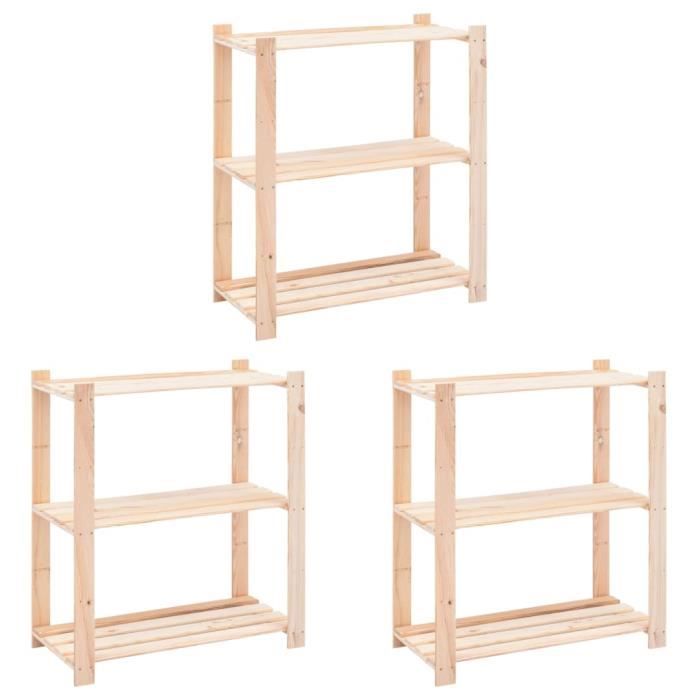 VidaXL 3-Tier Storage Shelves 3 Pcs 80x38x90 Cm Pine 150 Kg