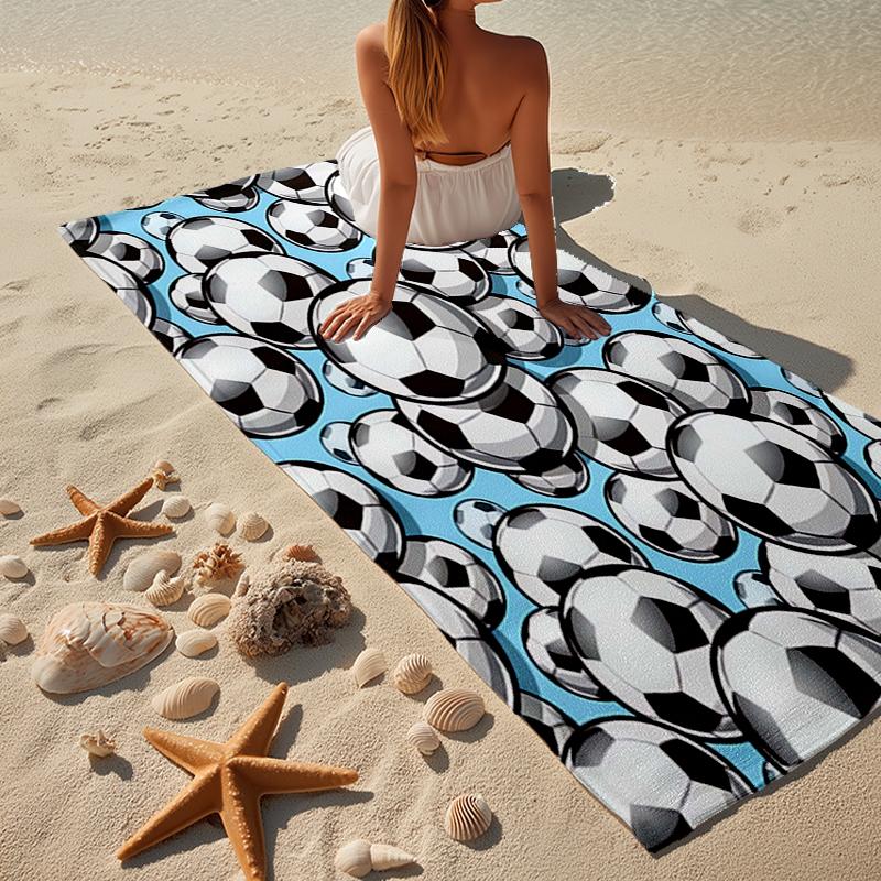 Soccer Ball Pattern Background Beach Towel, Super Soft Microfiber, Gift for Her/Him, Birthday, for Pool, Beach, Travel, Home Decor Fan Gifts