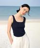 Myuleus Asymmetrical Strap Ribbed Sleeveless [Navy]