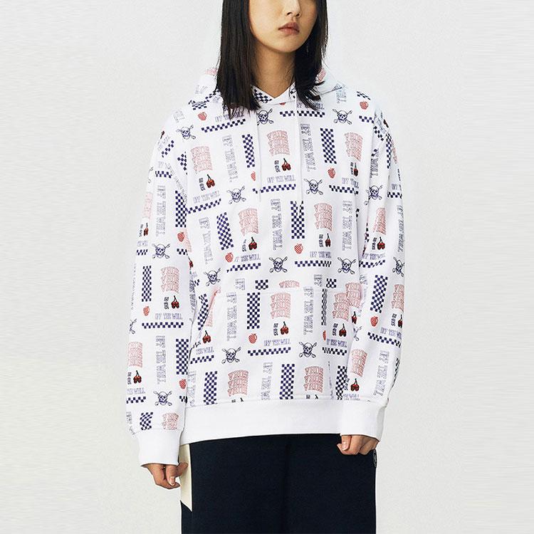 Vans All Over Print Hooded Long Sleeve Sweatshirt Men Sweatshirt White VN0A4UTVZH3