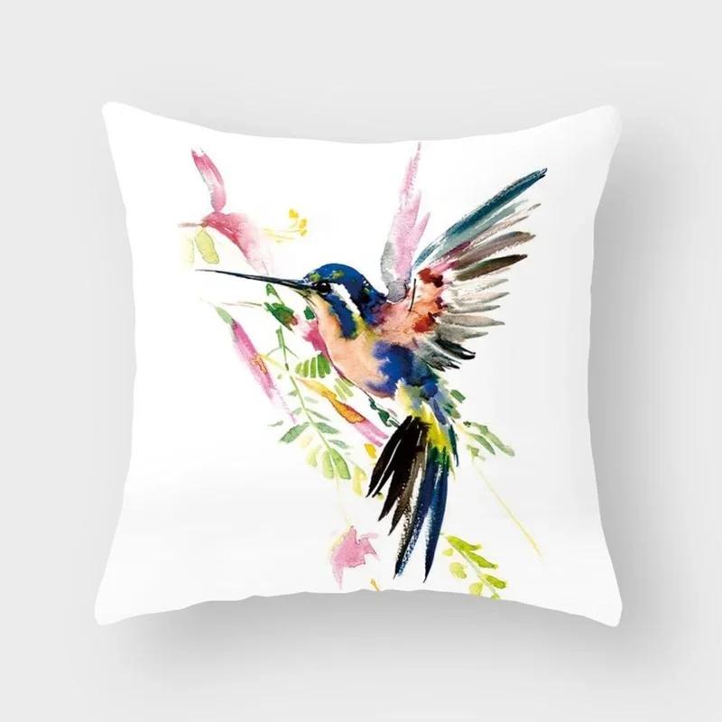 New Cute Animal Bird Flower Pillow Case Sofa Bedroom Living Room Seat Car Cushion Cover Home Decoration Pillowcase 45*45Cm