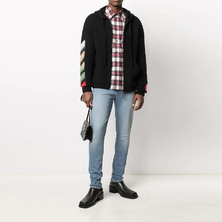 Off-White Check Arrow Flannel Shirt Red Men Tops OMGA133R21FAB0022500