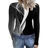 Women's Winter Slim-Fit Base Layer T-Shirt Fashionable Print V-Neck Pullover Long-Sleeved Top