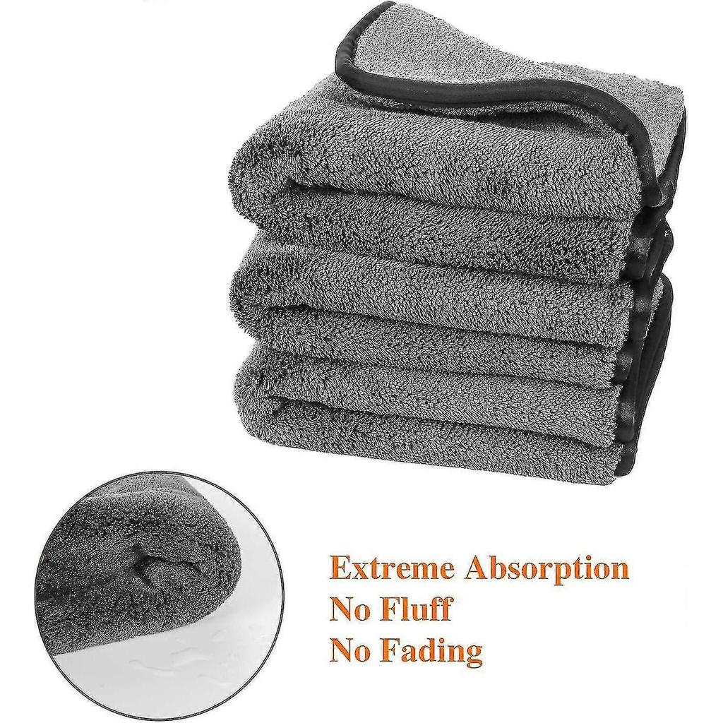 Microfibre Car Cleaning Cloths, Upgraded 1200gsm Ultra-thick Car Drying Towel 16'' X 16''(3 Pack) - Ya