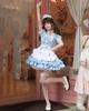 Milky Time Women's Lolita Maid Cosplay Dress, Short Sleeves, Ribbon, 4 Colors (Blue)