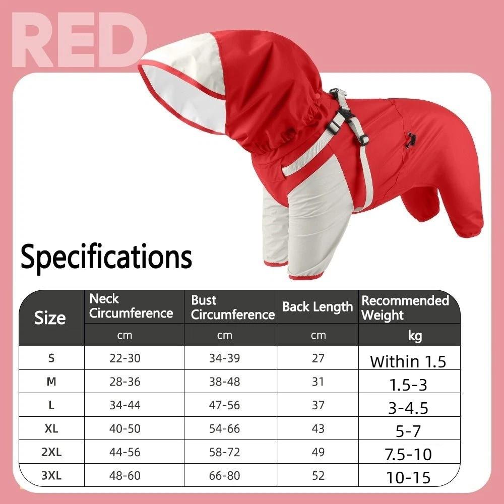 Waterproof Pet Dog Raincoat with Hat Lightweight Outdoor Dog Raincoat Four Legged Clothing Reflective Stripe Dog Rain Cape