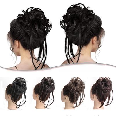 Women Fashion Short Messy Hair Chignon Synthetic Fiber Scrunchy Curly Hair Extension for Women Daily Wear