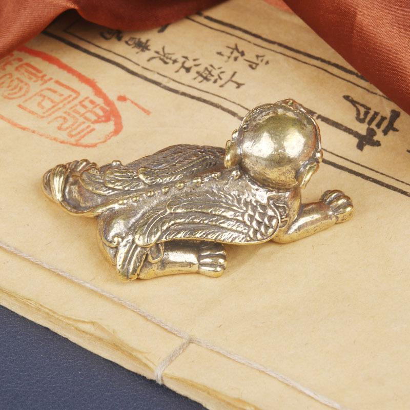 Solid Brass Flying Unicorn Desktop Ornament Auspicious Beast Bronze Sculpture Craft Collectible Tea Pet Decoration Old Bronzewar