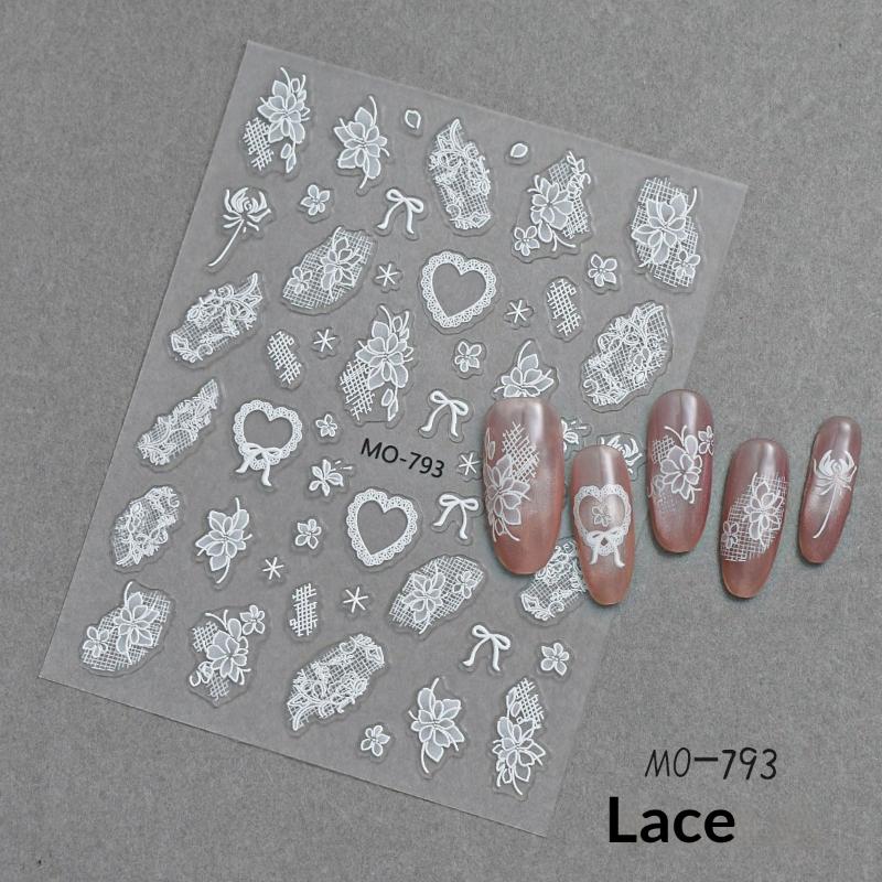 

Lace Flower Bow Hollow Out Nail Stickers Relief Nail Appliques Nail Charms DIY For Manicure Decoration