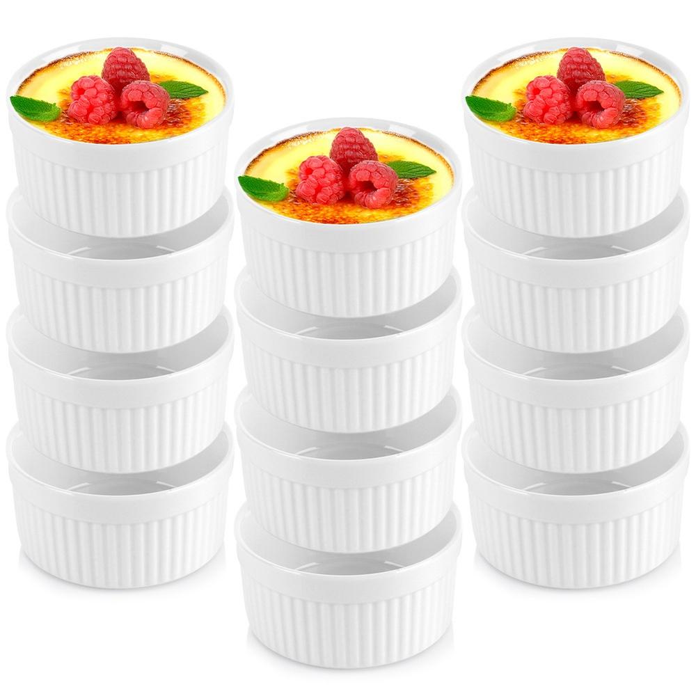 Ceramic Baking Bowls White 260 Ml 12 Pcs.