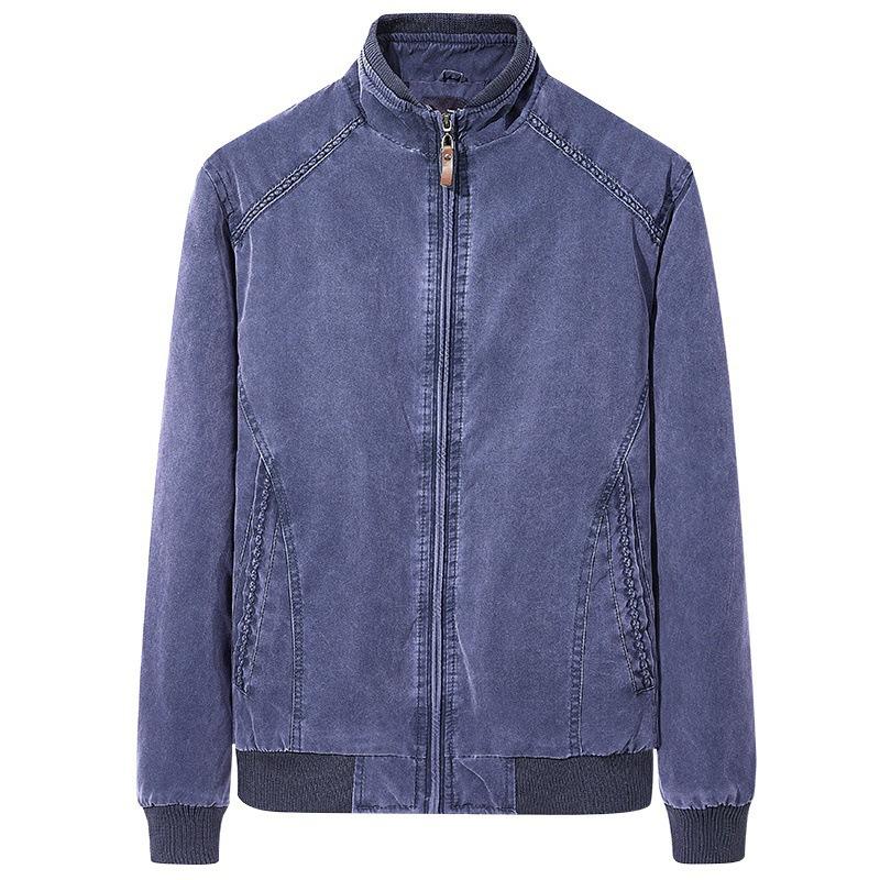 

Men s Casual Jacket Pure Cotton Washed Retro Slim Stand-up Collar Top Retro Fashion Trend Men s Clothing L
