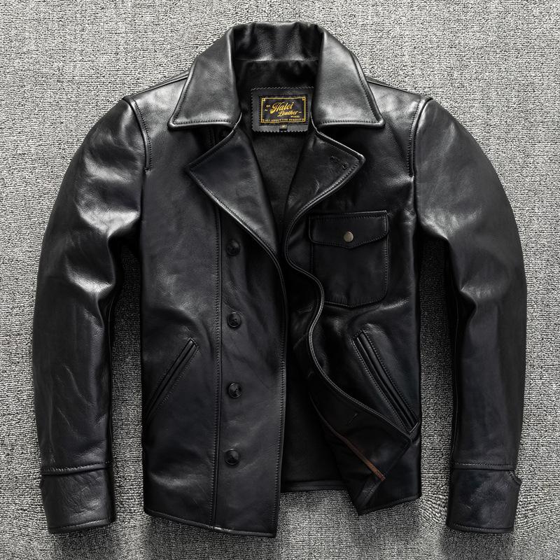 

Первый слой телячья кожа Калифорнийский медведь Классический мужской готовый к носке Тяжелая стирка Мотоциклетный костюм Короткий 5XL чёрный