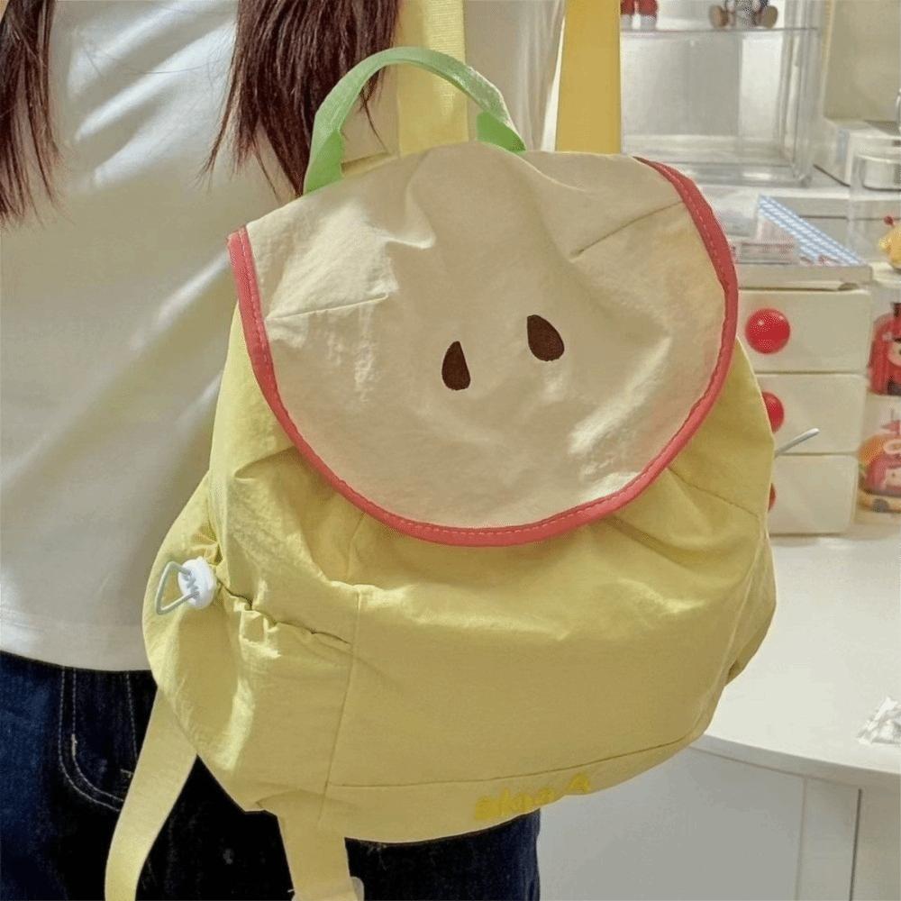 Trendy Dopamine Color Drawstring Backpack Korean Style Fruit Shoulder Bag Large Capacity School Bag Hiking