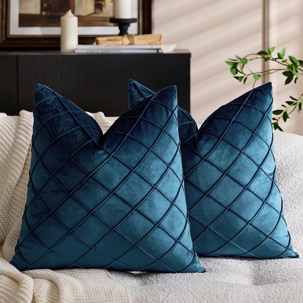 Throw Nordic Checkered Velvet Embroidered Pillow Cover For Sofa Décor