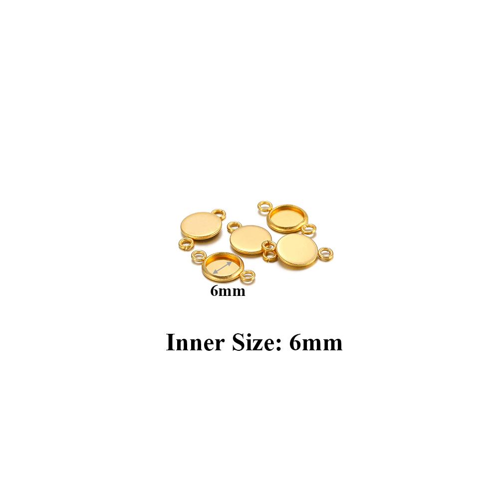 10 pièces Acier Inoxydable 6-30mm Base Cabochon Camée Couleur Dorée Plateau Rond Vide pour Collier Bracelet Fabrication de Bijoux Apprêts DIY
