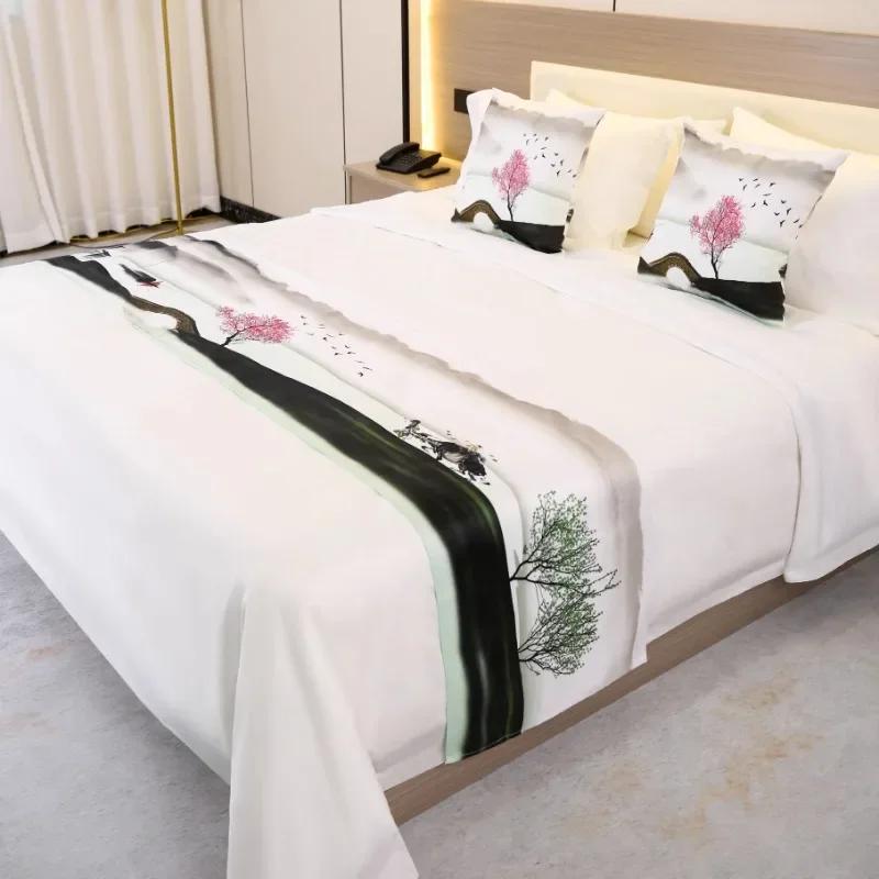 Solid color Bedspreads Bed Runner Double Layer Bed Flag Throw Bedding Single Queen King Bed Cover Towel Home Hotel Decorations