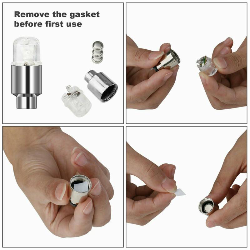 2 Stück Auto Rad Reifen LED Licht Bunte Ausrüstung Ventil Lampe Luftventil Schaftkappen Abdeckung Zubehör