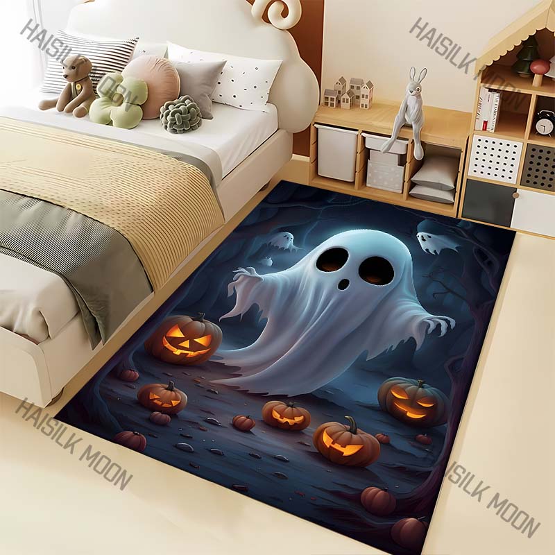 Multi Size Cute Ghost Halloween Theme Carpet for Living Room Bedroom Bedside Floor Mat Cloakroom Sofa Area Rugs for Gifts