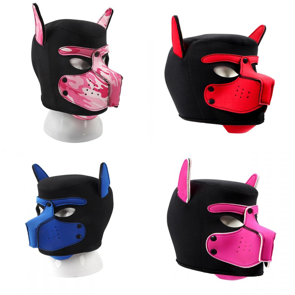 Neue Fetisch-Hundekopfmaske für Erwachsene für verbesserte Rollenspielerlebnisse in schwarzen und farbenfrohen Varianten