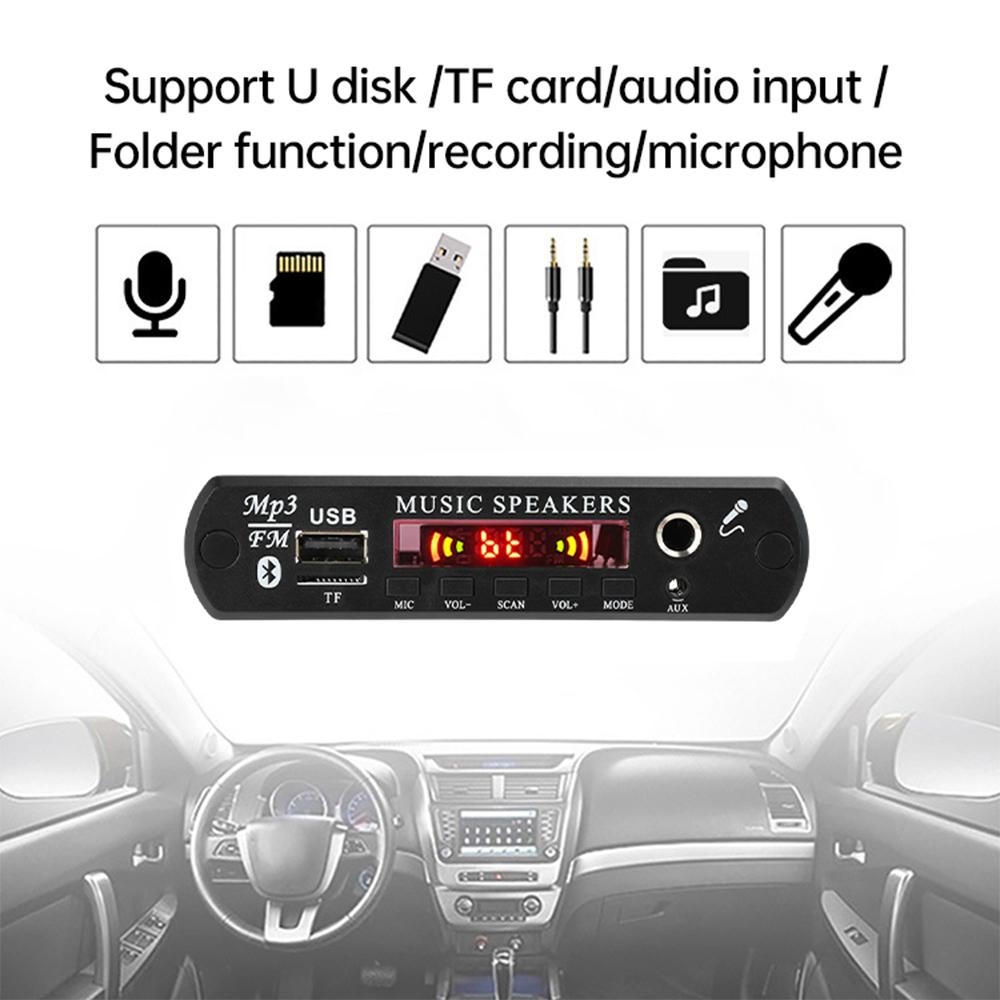 DC 12V Bluetooth MP3 Wireless FM Radio MP3 Decoder Board Car Music Speaker USB Power Supply Audio Module with Remote Controller