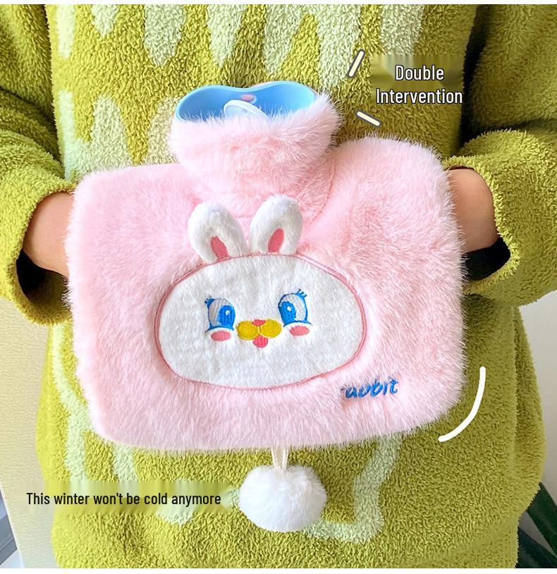 Adorable Cartoon Plush Hot Water Bottle: Removable, Washable, Double Hand Warmer