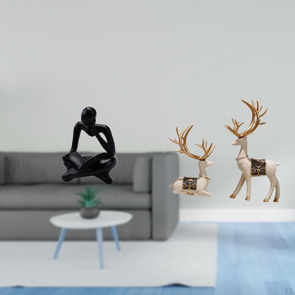 Abstract Thinker Reindeer Statue Decoration for Tabletop Living Room Shelf Office Bookshelf Sitting