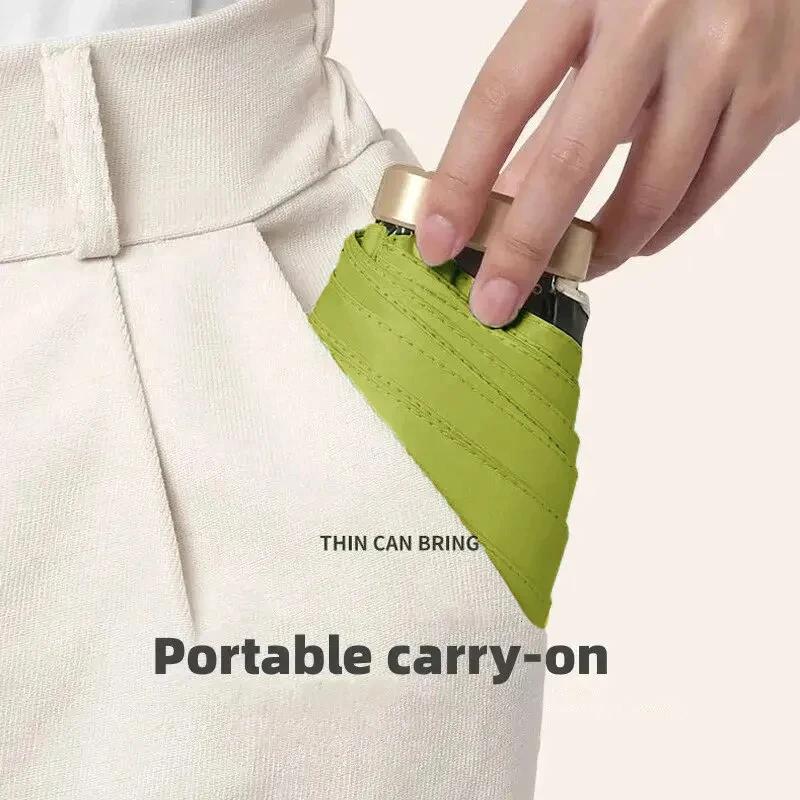 Ultra-Light 14cm Black Coating Sun Umbrella UPF50+ Compact Folding Portable Rainproof Shade for Women Travel Beach Essential