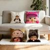 Cute Mmonchhichiss  Pillow Case Square DoubleSided Printing Short Plush Sofa Cushion Cover Bedroom Bedside Pillow