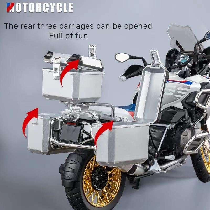 1/9 BMW R1250GS Alloy Diecast Scale Motorcycles Model Off Road Autocycle with Lighting Collection  Decoration Children Toy Gift