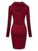 2023 Autumn/Winter Women's Solid Color Long Sleeve Hooded Mid-Length Sweatshirt Dress