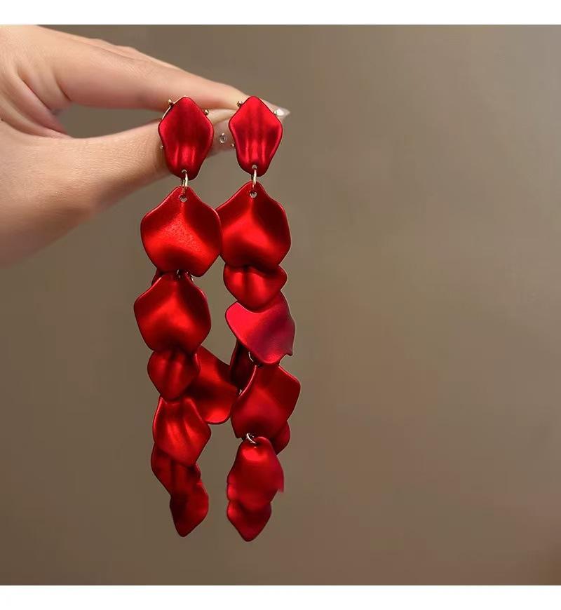 

Ретро Серьги-пусеты Красный Анкор с геометрическим цветком - Высококлассные, Модные, Универсальные для женщин